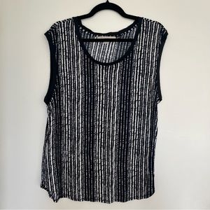 Ann Taylor Loft Sleeveless Top Size XL Black and White
